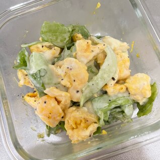 1分レンチンのみ❗️簡単すぎレタスと卵のマヨサラダ